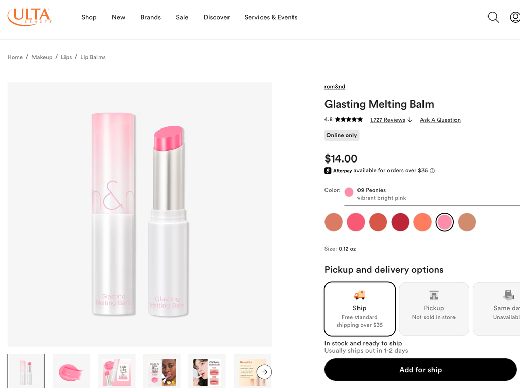 ROM&ND Glasting Melting Lip Balm Vegan 09 Peonies